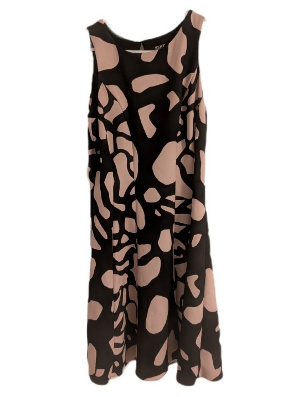 SLNY Sleeveless Black with Beige Abstract Print Dress 12